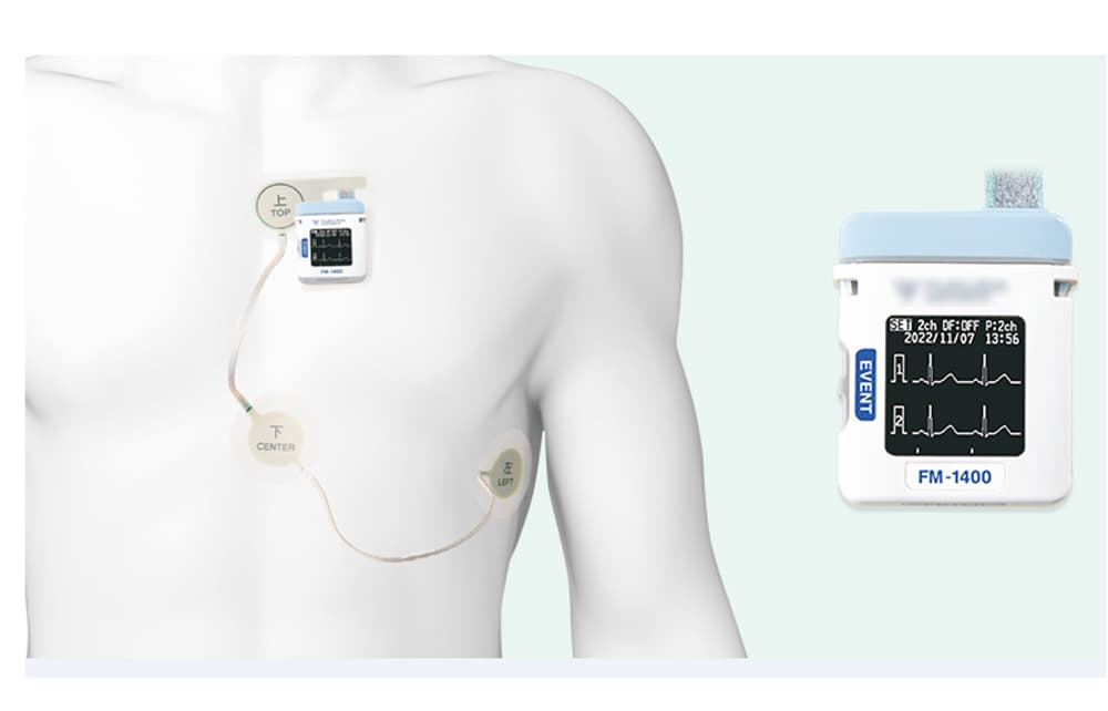 現在のホルター心電図。シンプルで小型の形状となった。